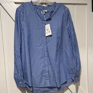 Striped Blue and White Casual Button Down Shirt